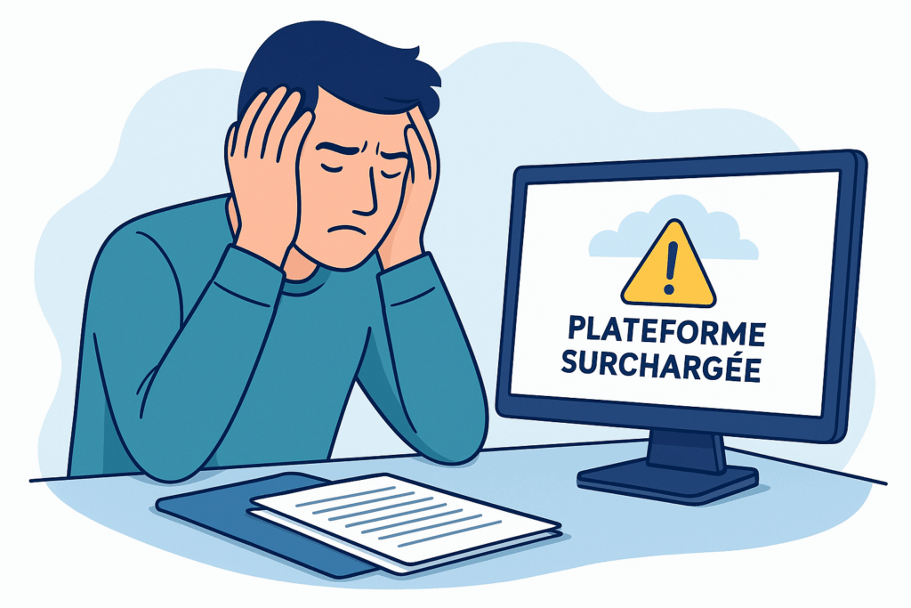 descriptif du visuel homme qui se tiens la tete bug ecran